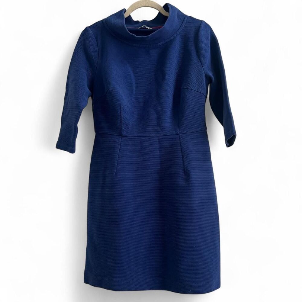 Boden Ribbed Mock Neck Long Sleeve Dress Thick Cotton Blend Fit and Flare Sz 10P